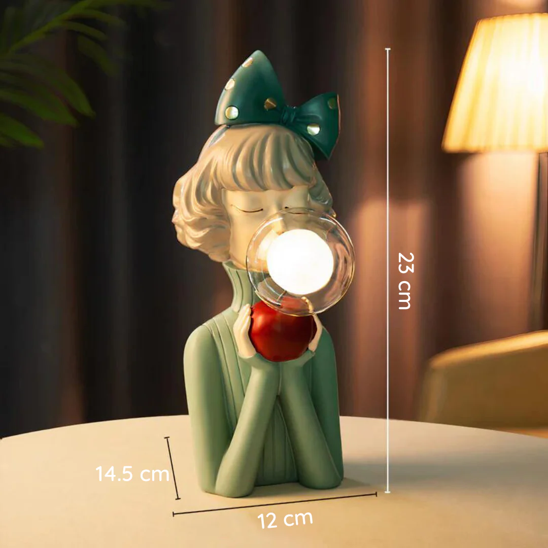 Handcrafted Whimsical Figurine Table Lamp with USB and Playful Bubble Design