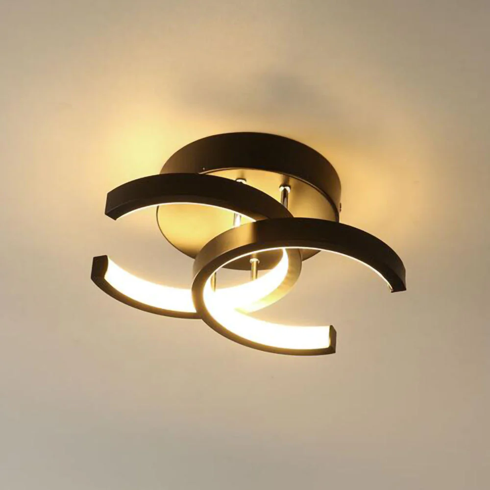 Modern LED Ceiling Light with Sculptural Loop Design �C Iron & Acrylic Flush Mount