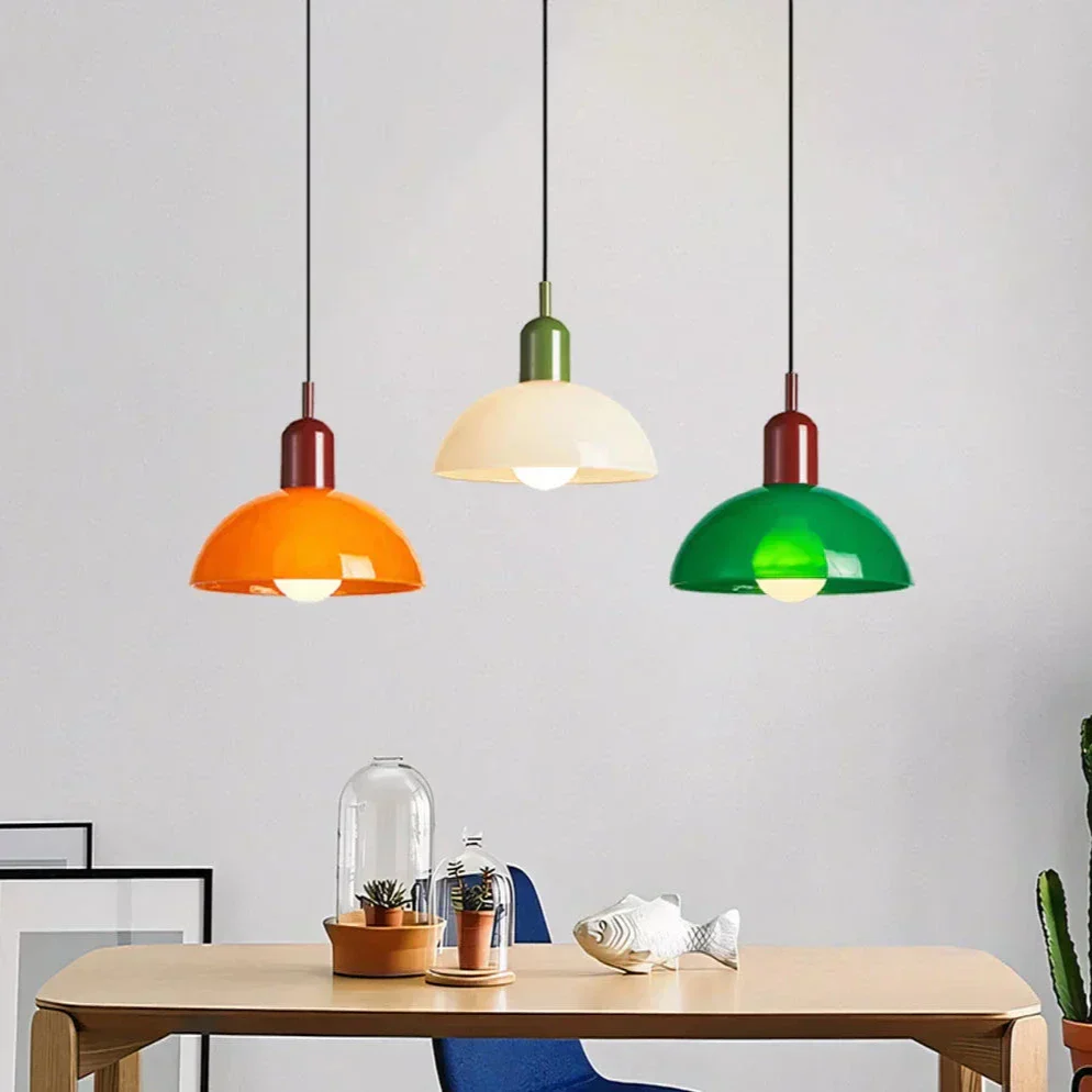Modern Glass Bowl Pendant Light - Sleek Dome Design with LED Illumination