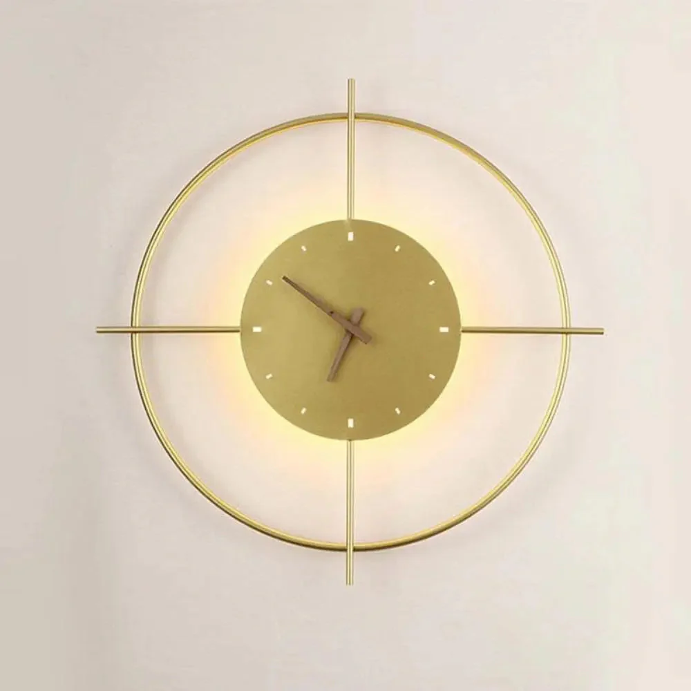 Modern Circular Wall Clock Light �?Minimalist Metal Frame with Artistic Design