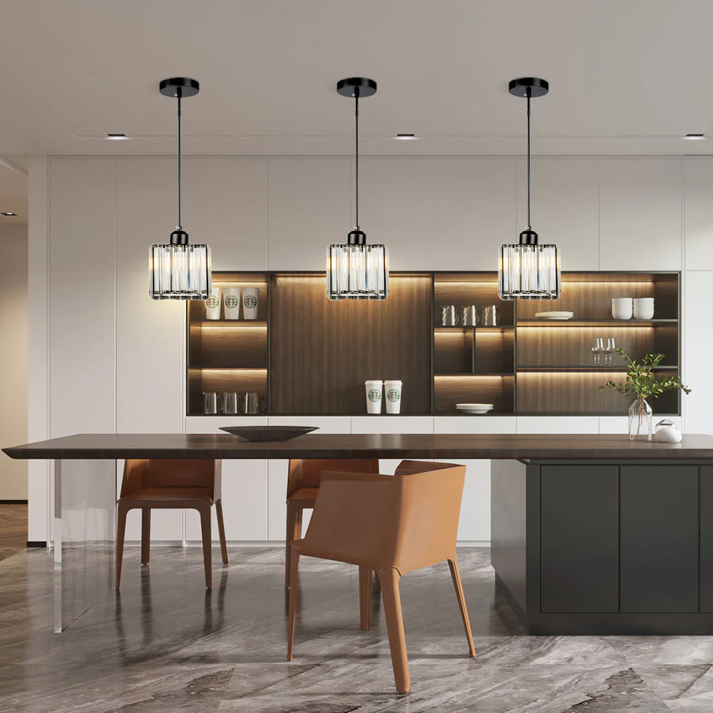 Modern Multi-Light Glass Pendant Light �C Sleek Geometric Design for Kitchen or Dining Room