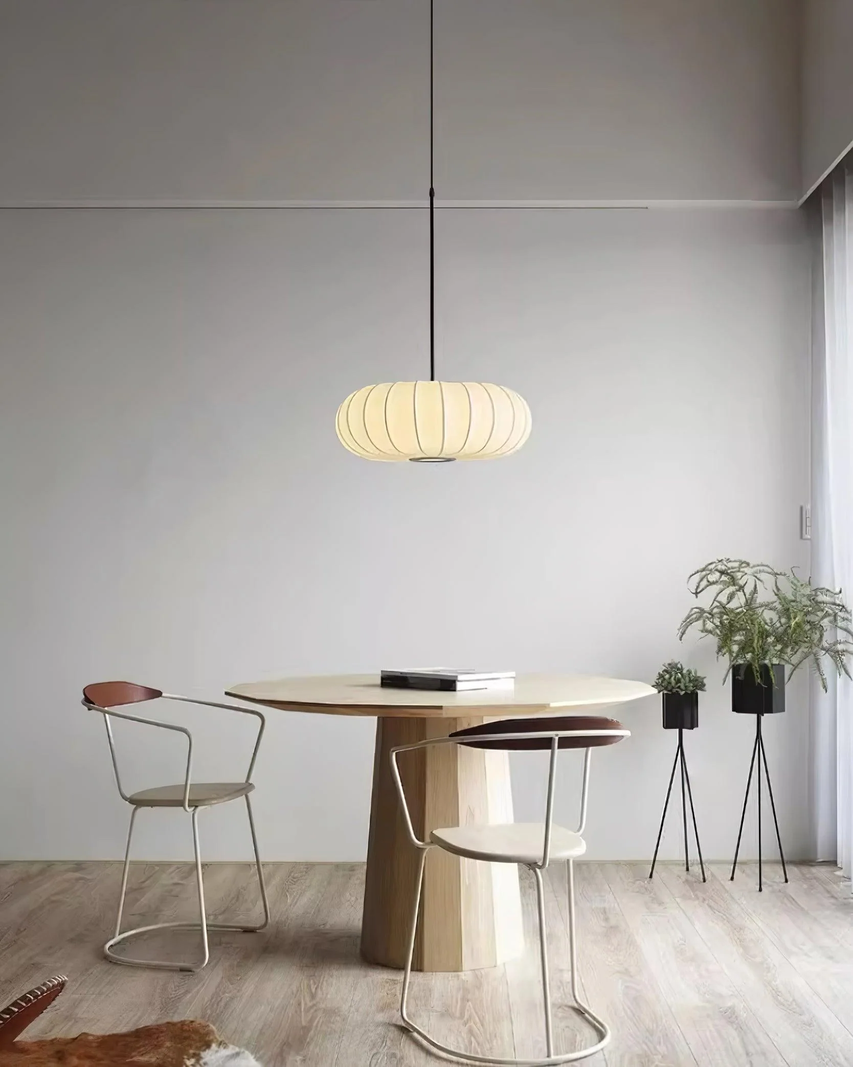 Minimalist Verona Pendant Light with Ribbed Design and Japanese Elegance