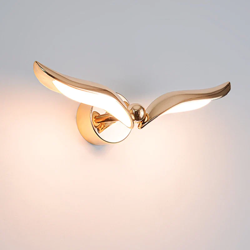 Modern Sculptural Seagull Wall Light �C Contemporary Gold Effect Sconce for Home Decor