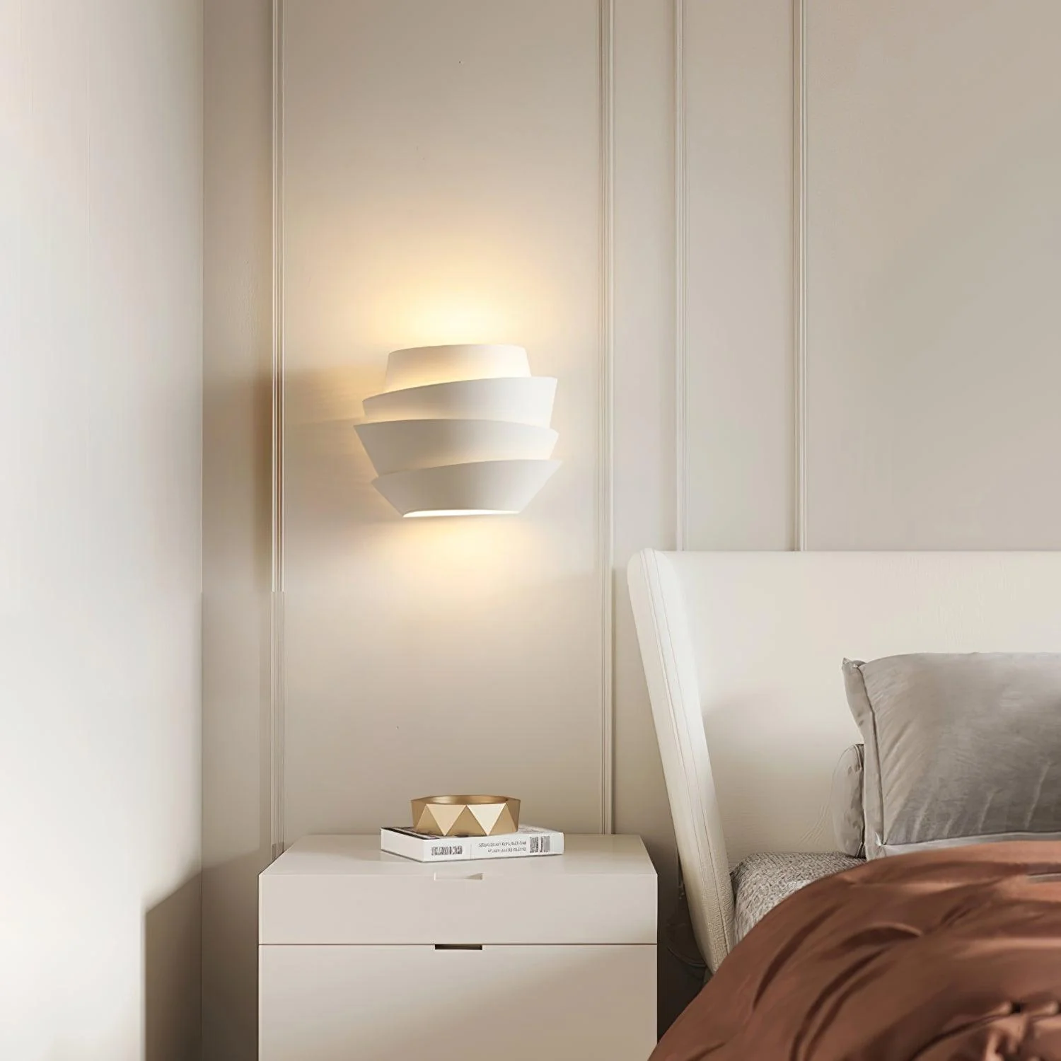 Modern French-Inspired Tiered Wall Light �C Sculptural LED Sconce in Matte Finish