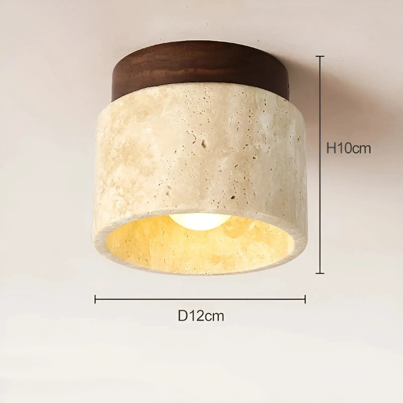 Modern Minimalist Travertine Flush Mount Ceiling Light Fixture