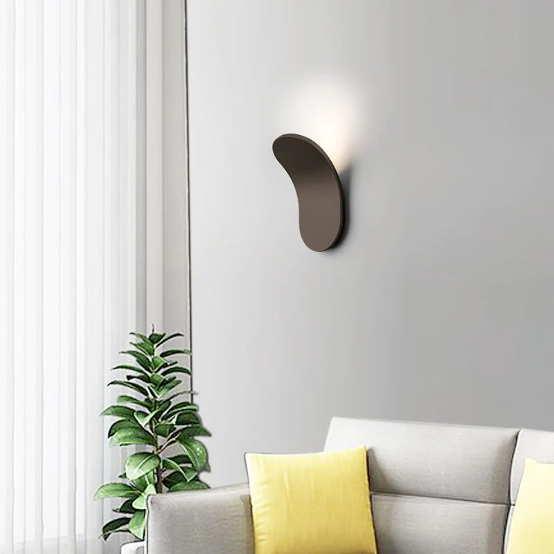 Modern Nordic Wall Light �C Asymmetrical Minimalist LED Sconce in Matte Iron Finish