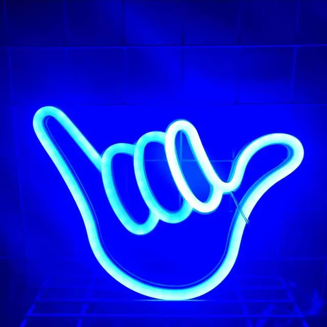 Peace Hand LED Neon Sign - Modern Wall Decor with USB/Battery Power