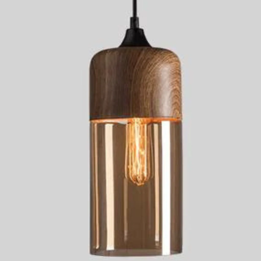 Scandinavian Wooden Globe Pendant Light with Glass Shade - NordLuna
