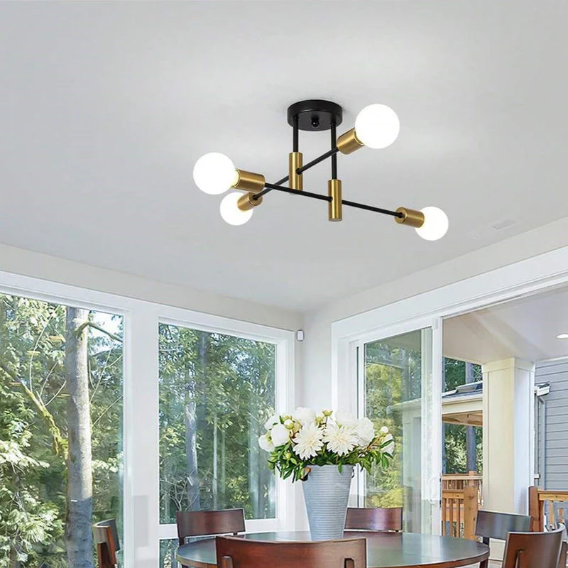 Modern Nordic Flush Ceiling Light �C Minimalist Metal Fixture with Geometric Design