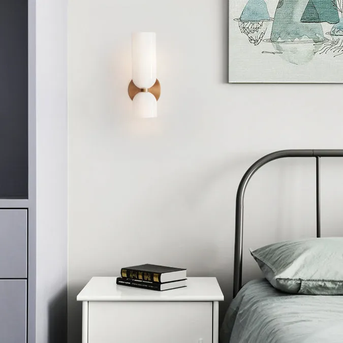 Modern Dual Glass Wall Sconce �C Minimalist LED Up and Down Light Fixture