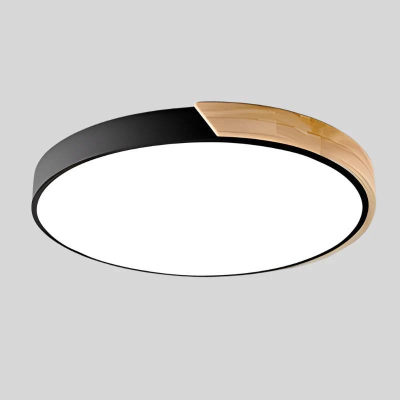 Modern Minimalist Nordic Wooden Flush Mount LED Ceiling Light Fixture