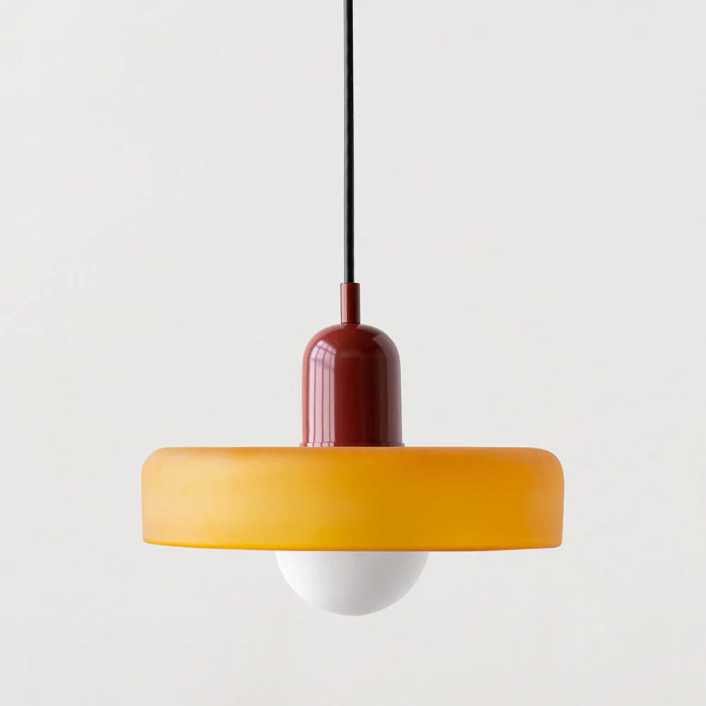 Modern Bauhaus Pendant Light with Glossy Glass Shade
