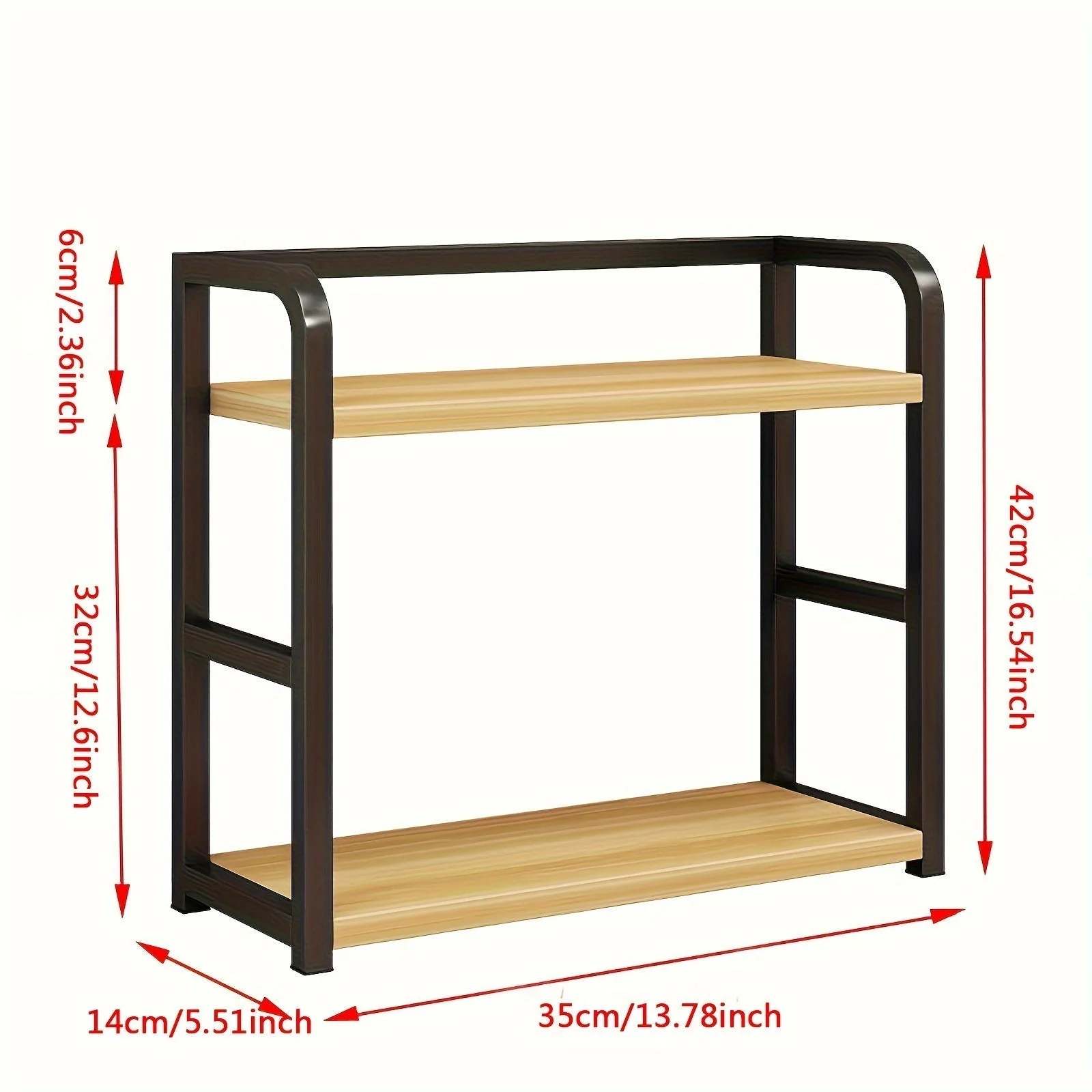 Stainless Steel Two-Tier Kitchen Spice Rack with Hooks - Modern Organizer