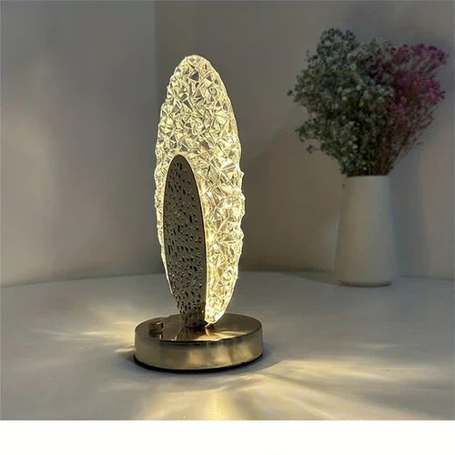 Modern Elegant Peacock-Inspired Table Lamp with Textured Oval Design