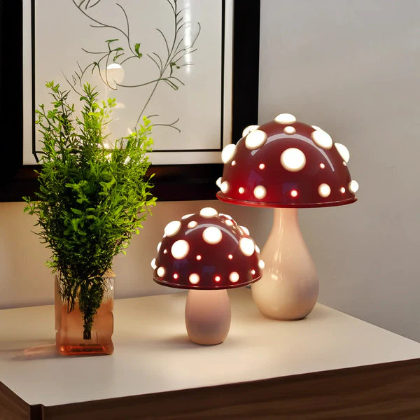 Whimsical Mushroom-Inspired LED Table Lamp - Dimmable & Wireless