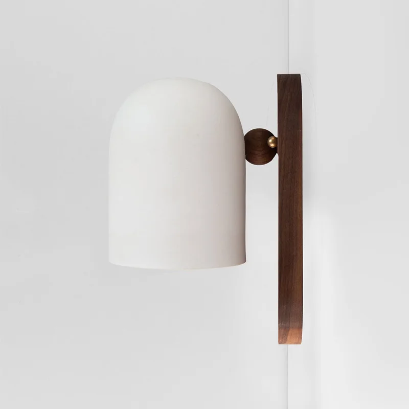Wabi-Sabi Walnut Wall Sconce �?Modern Minimalist LED Light Fixture