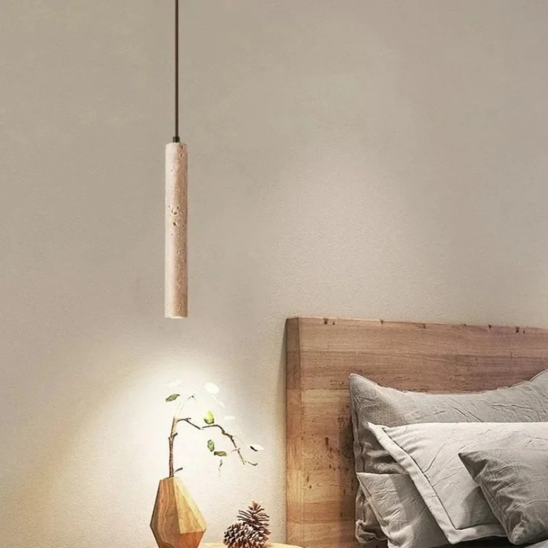 Minimalist Travertine Wabi-Sabi LED Pendant Light for Modern Homes