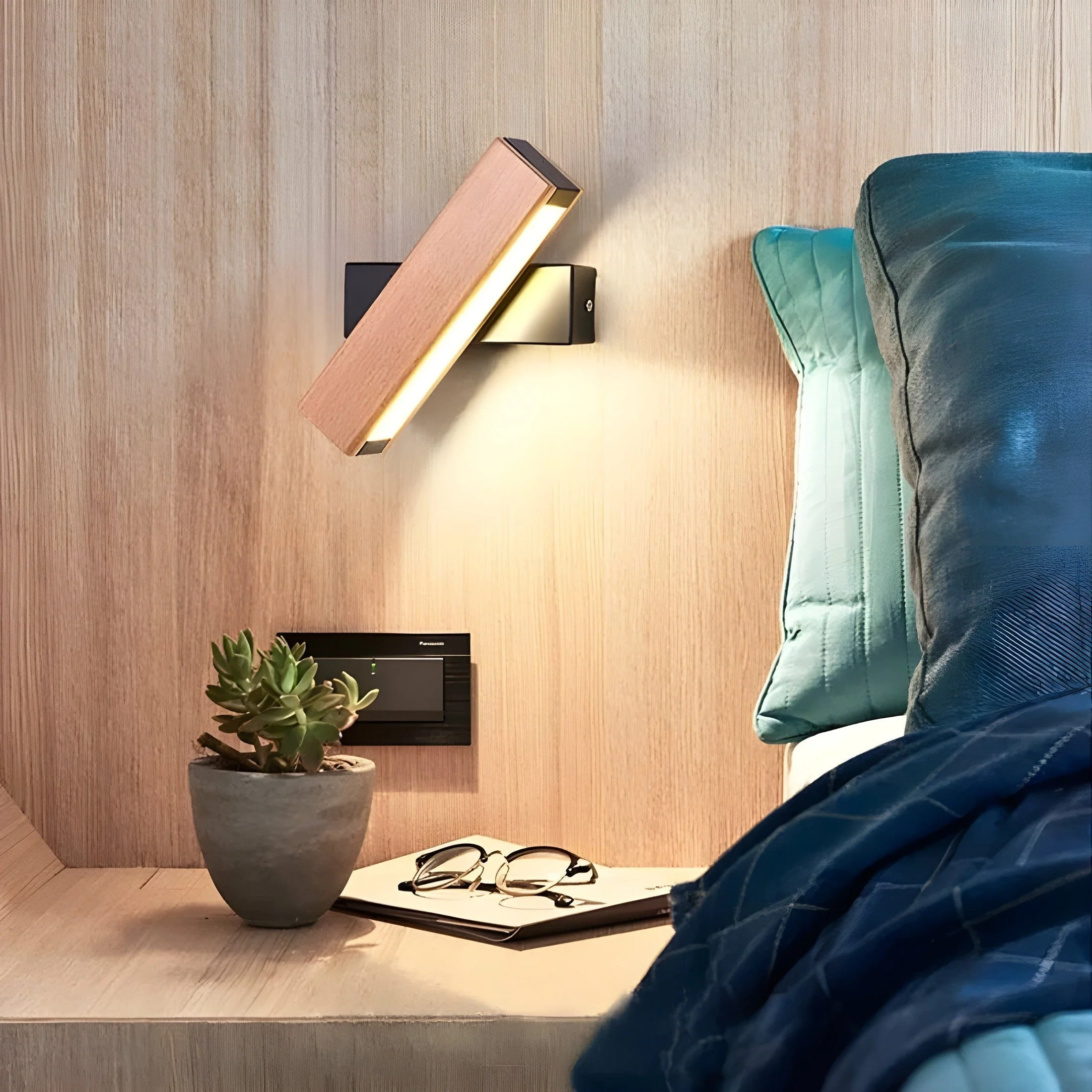 Modern Scandinavian Wooden LED Wall Light �C Minimalist Adjustable Wall Sconce