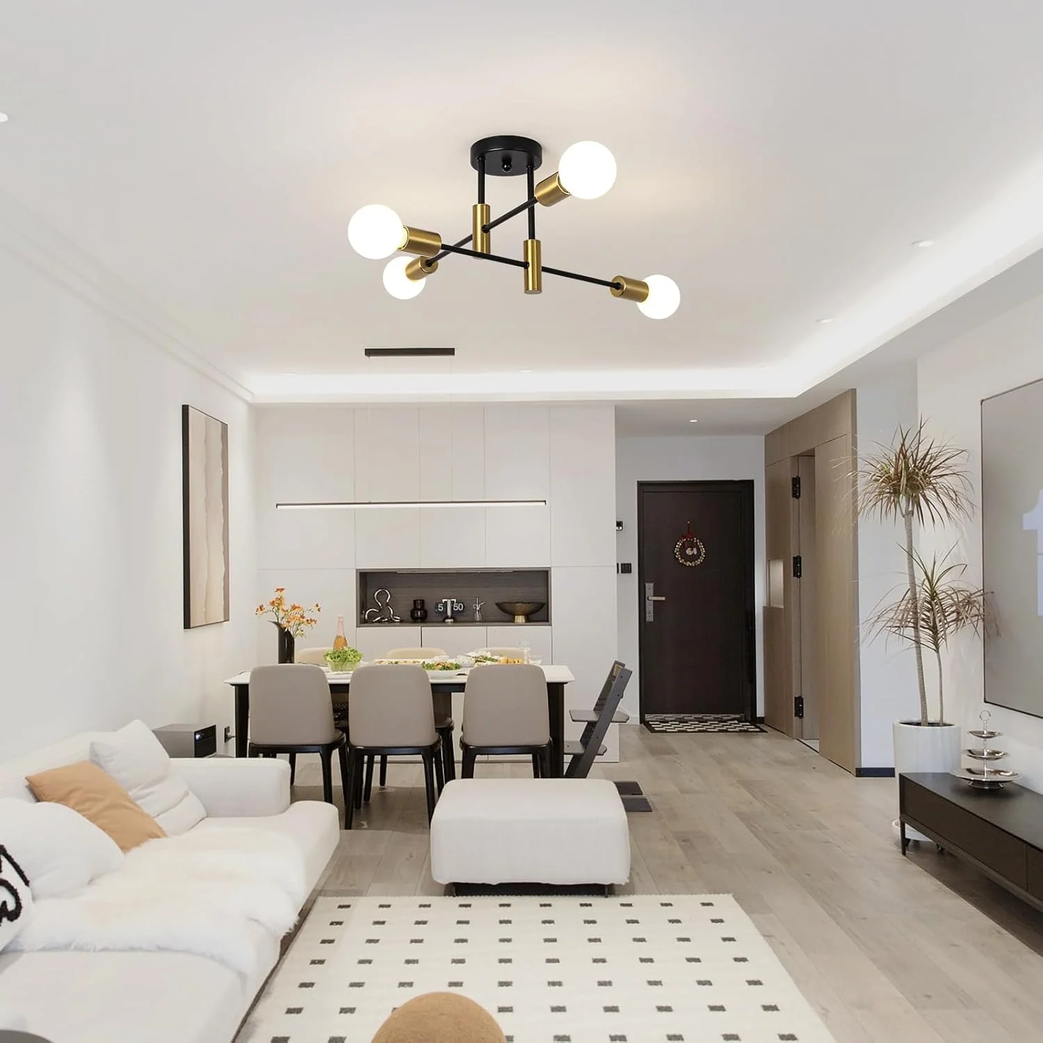 Modern Nordic Flush Ceiling Light �C Minimalist Metal Fixture with Geometric Design
