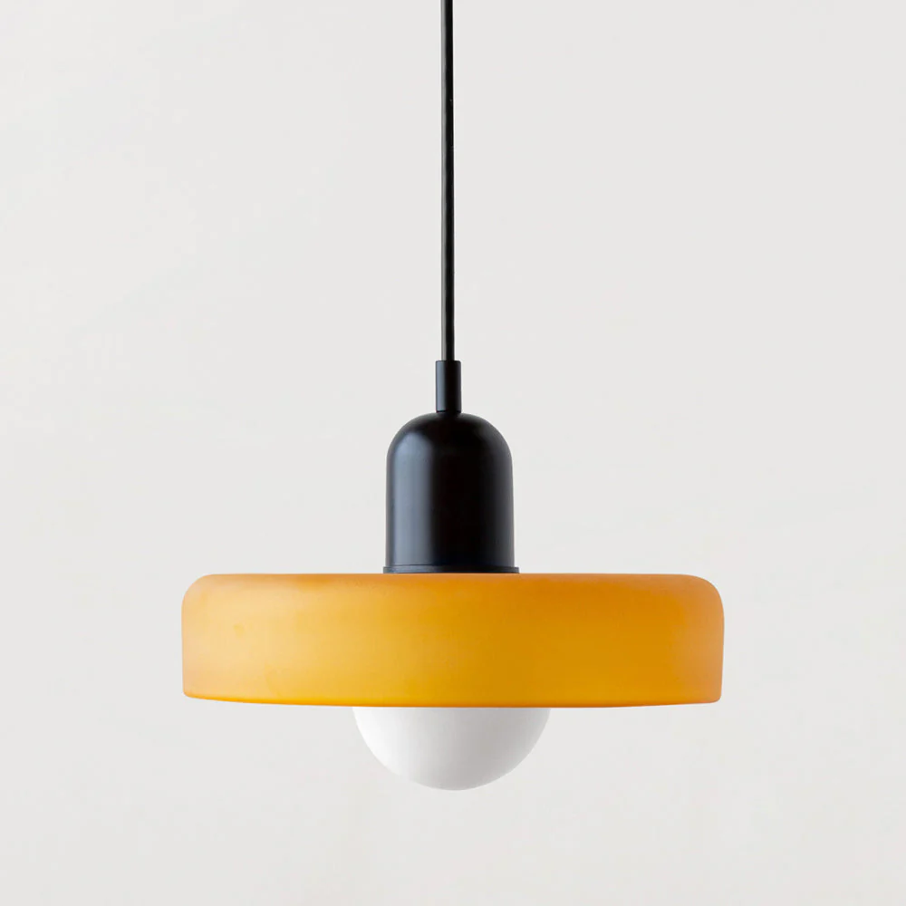 Modern Bauhaus Pendant Light with Glossy Glass Shade