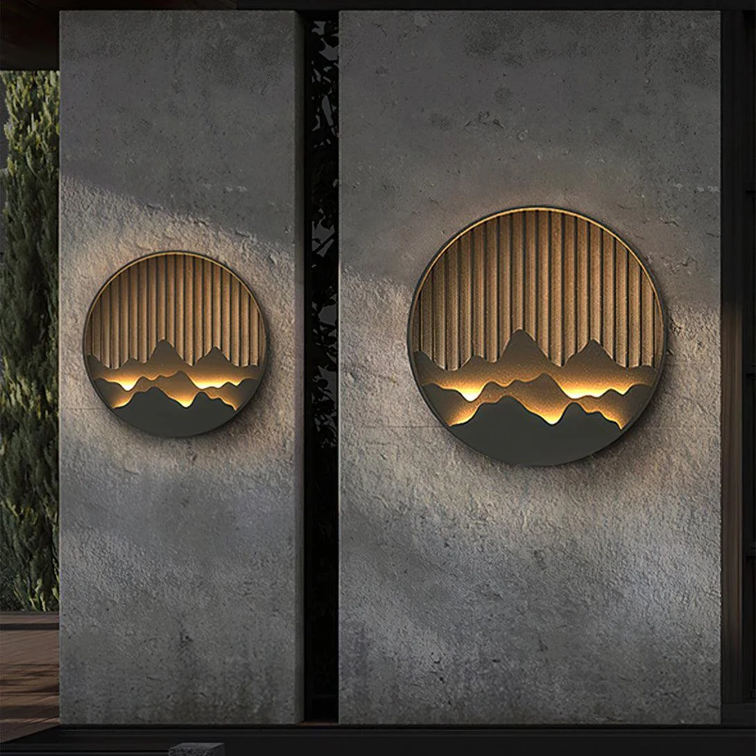 Modern Outdoor Wall Light �C Weatherproof LED Garden Lamp with 3D Mountain Design
