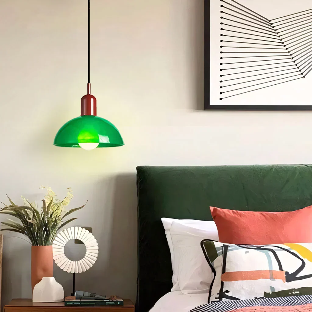 Modern Glass Bowl Pendant Light - Sleek Dome Design with LED Illumination