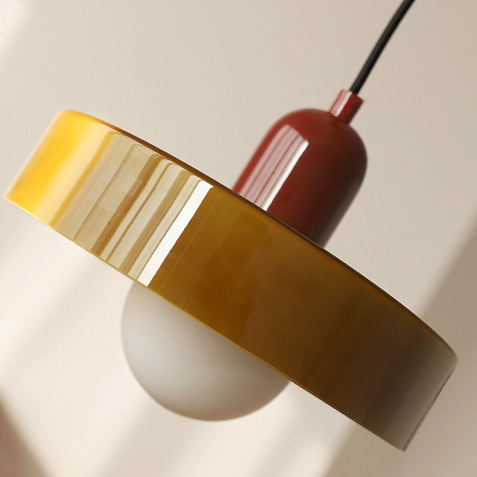 Modern Bauhaus Pendant Light with Glossy Glass Shade
