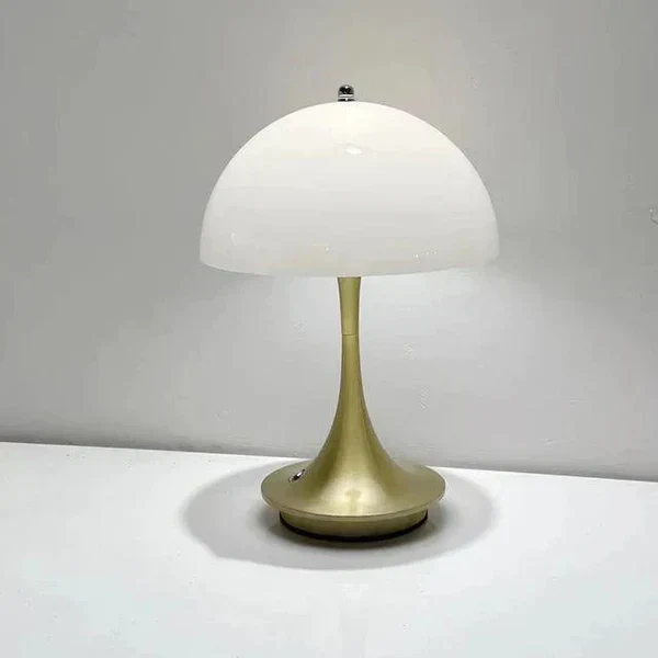 Mid-Century Modern Wireless Dimmable LED Table Lamp with Dome Shade