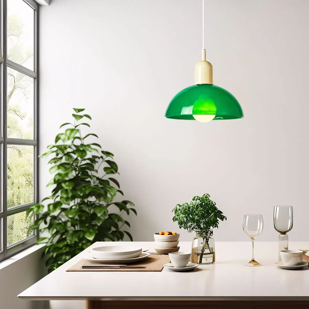 Modern Glass Bowl Pendant Light - Sleek Dome Design with LED Illumination