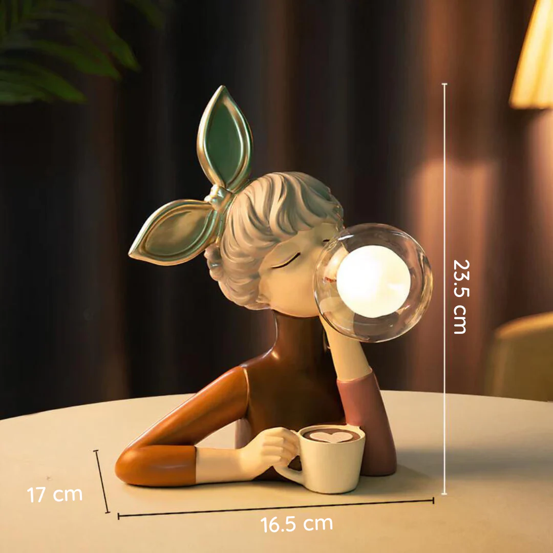 Handcrafted Whimsical Figurine Table Lamp with USB and Playful Bubble Design