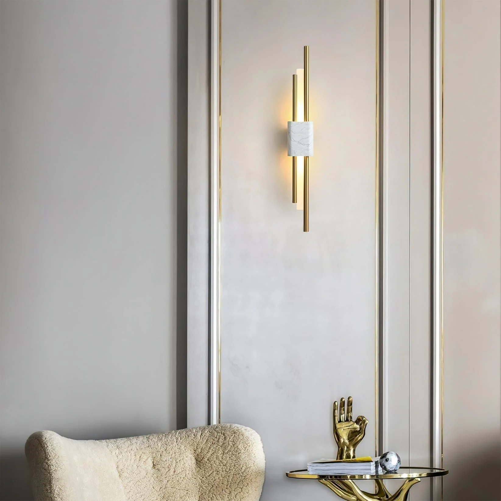Modern Marble Wall Sconce �C Luxury LED Wall Light in Geometric Minimalist Design