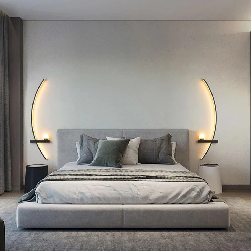 Minimalist LED Wall Light with Shelf �C Modern Arc Design & Ambient Lighting