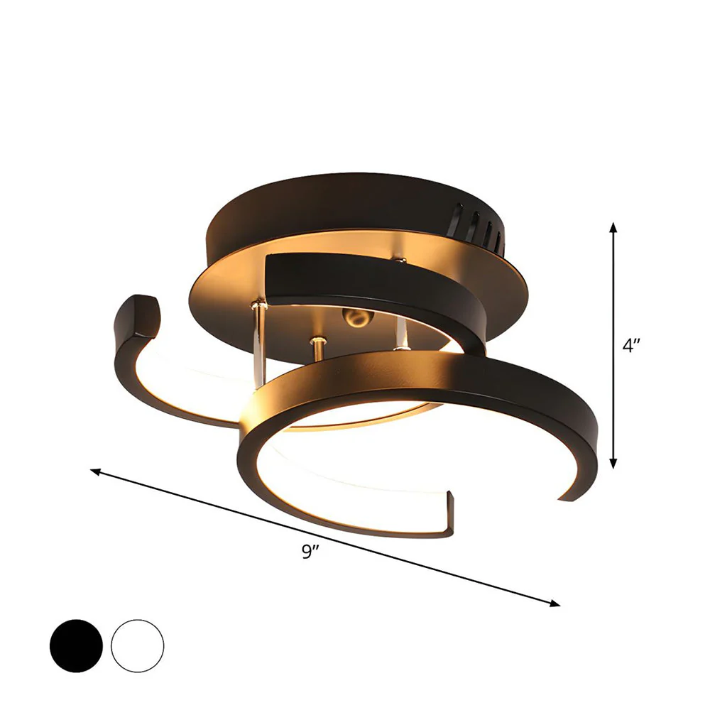 Modern LED Ceiling Light with Sculptural Loop Design �C Iron & Acrylic Flush Mount