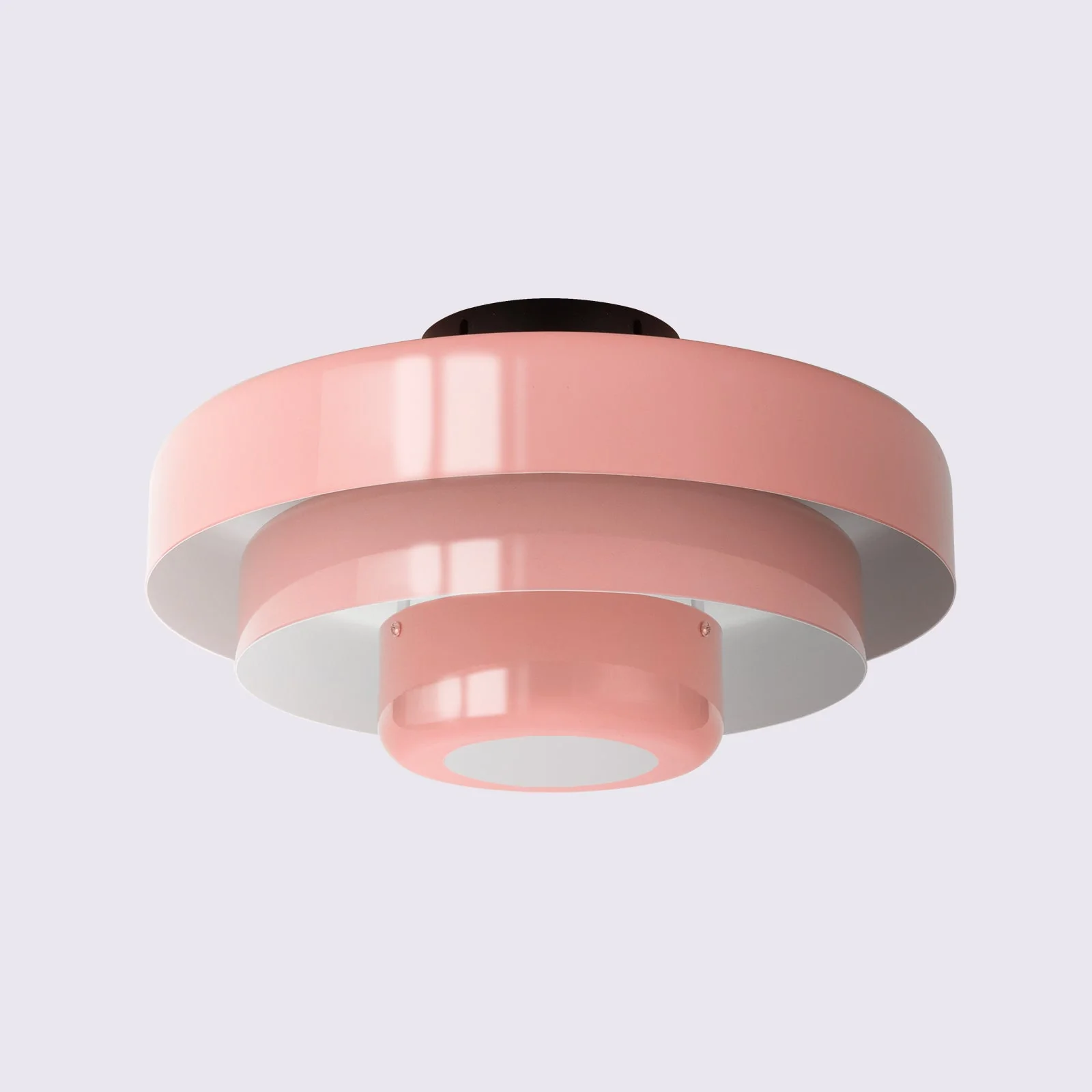 Mid-Century Modern Iron Flush Mount Ceiling Light with Tiered Geometric Design