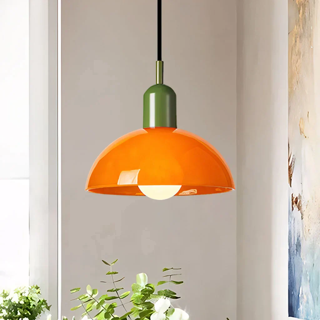 Modern Glass Bowl Pendant Light - Sleek Dome Design with LED Illumination