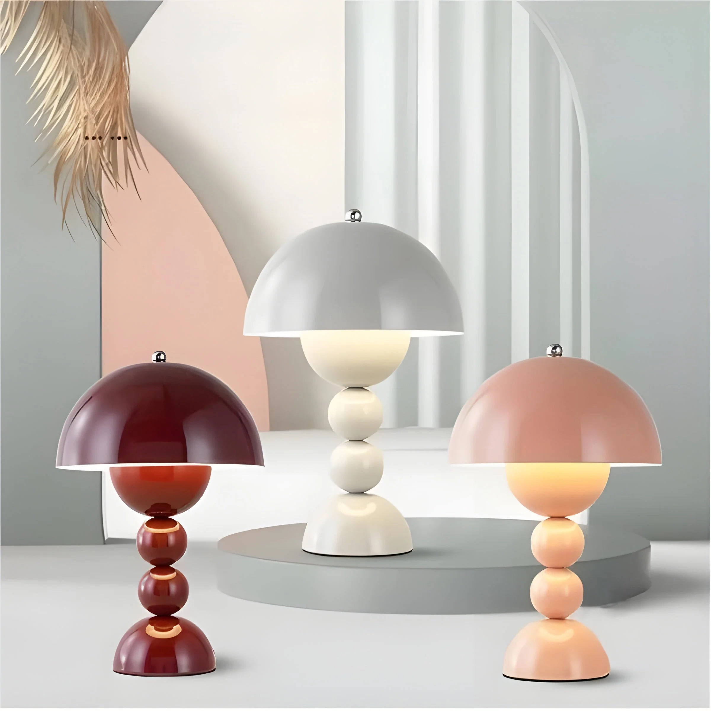 Scandinavian Design Table Lamp with Dimmable LED and Glossy Finish