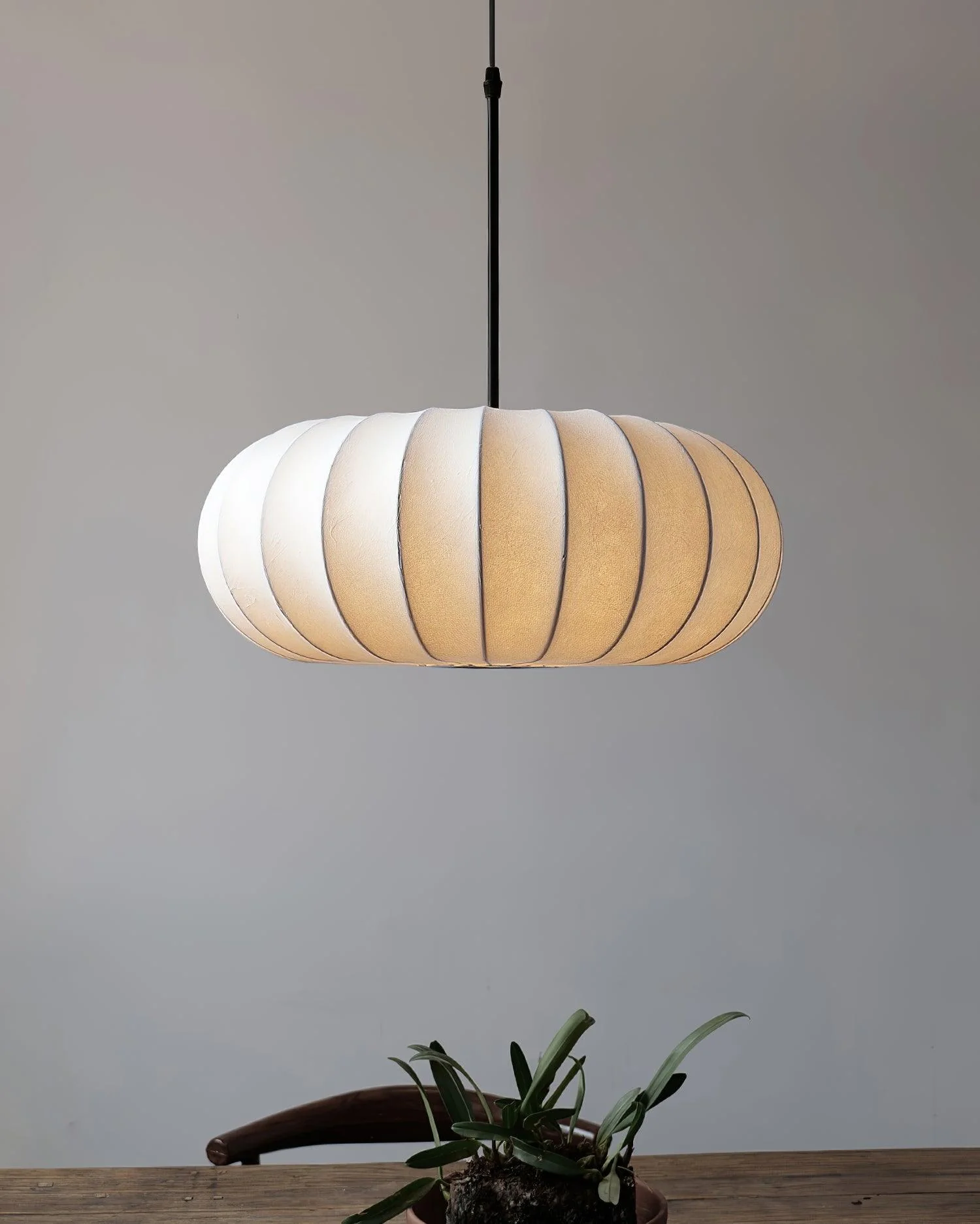 Minimalist Verona Pendant Light with Ribbed Design and Japanese Elegance