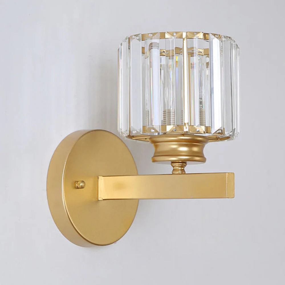 Modern Crystal Wall Light with Ribbed Glass Shade �C Square & Round Options Available