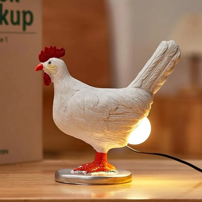 Whimsical Chicken Table Lamp - Farmhouse Novelty Light for Home Decor