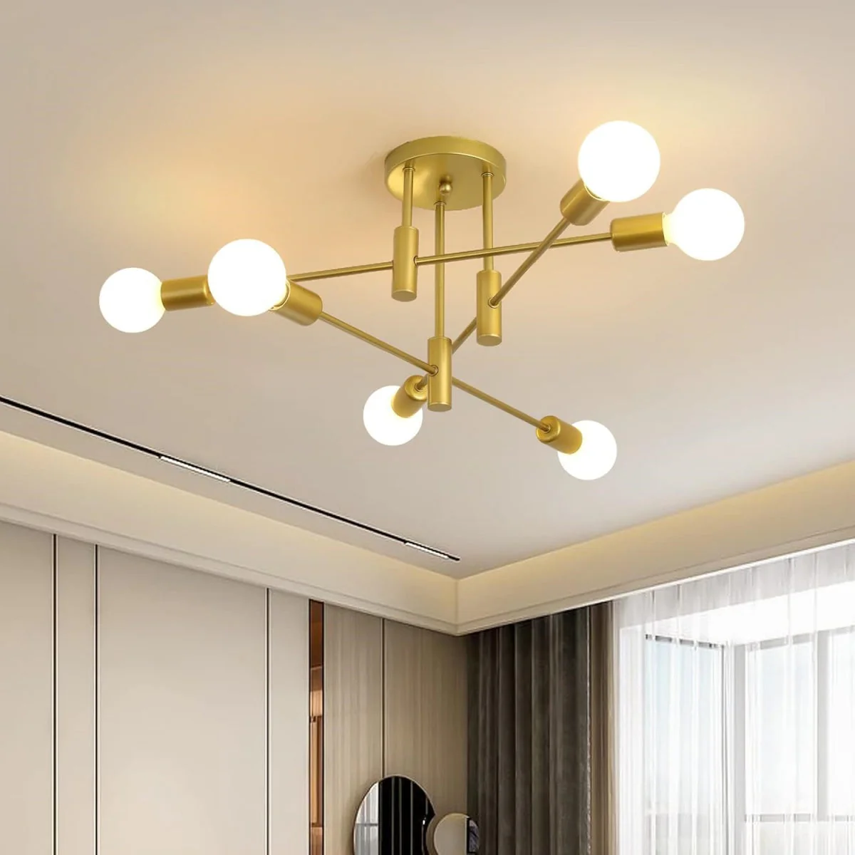 Modern Nordic Flush Ceiling Light �C Minimalist Metal Fixture with Geometric Design