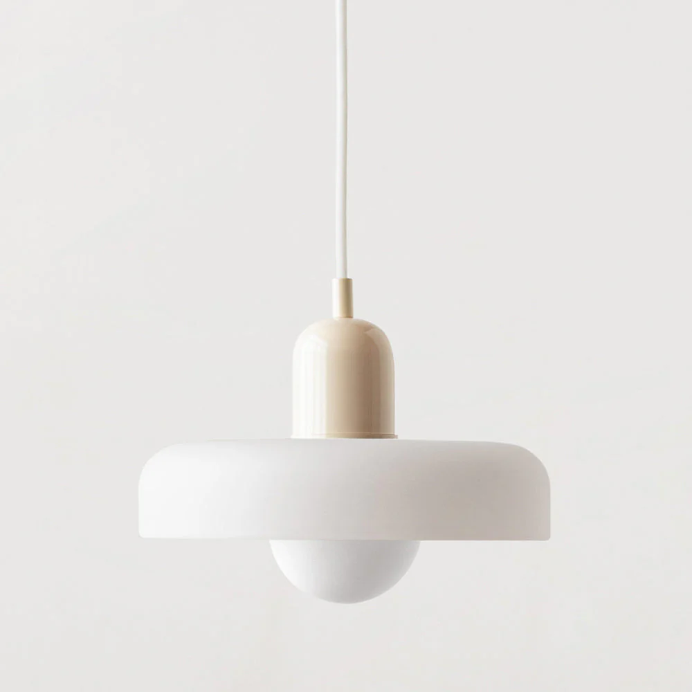 Modern Bauhaus Pendant Light with Glossy Glass Shade
