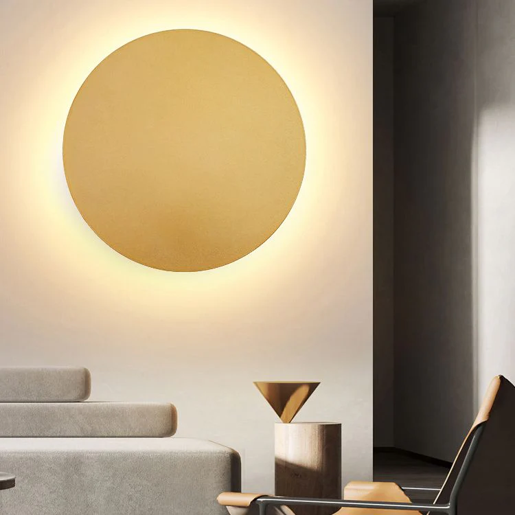 Modern Round Metal Wall Light �C Minimalist LED Backlit Wall Decor for Bedroom