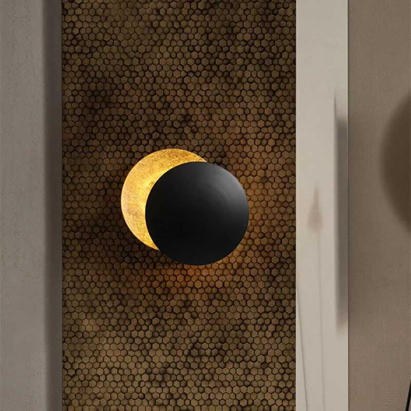 Modern Wall Sconce Light �C Celestial LED Lamp with Lunar Eclipse Design