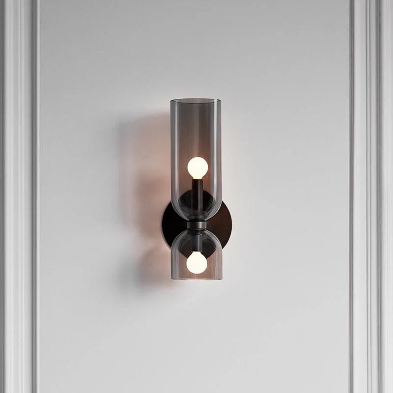 Modern Double Glass Wall Sconce �C Minimalist Hardwired LED Light for Bedroom & Lounge
