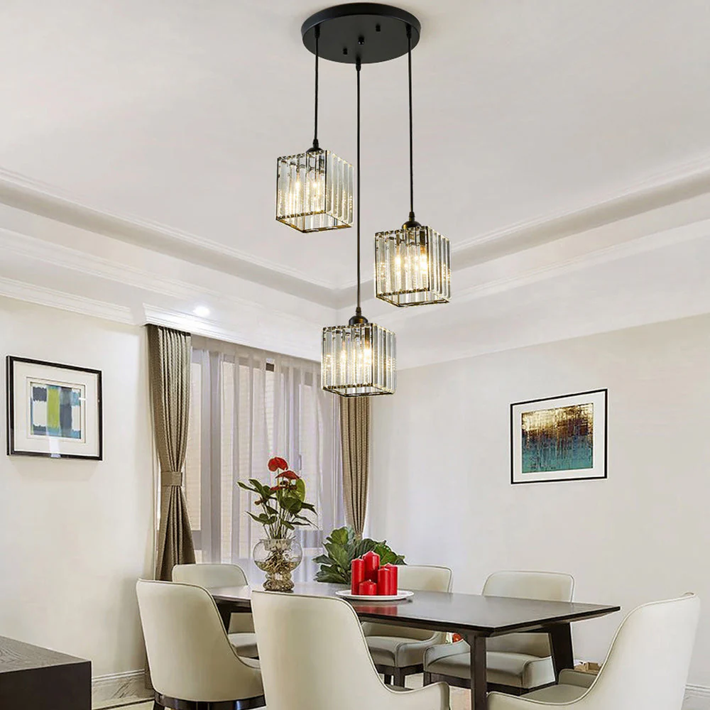 Modern Multi-Light Glass Pendant Light �C Sleek Geometric Design for Kitchen or Dining Room