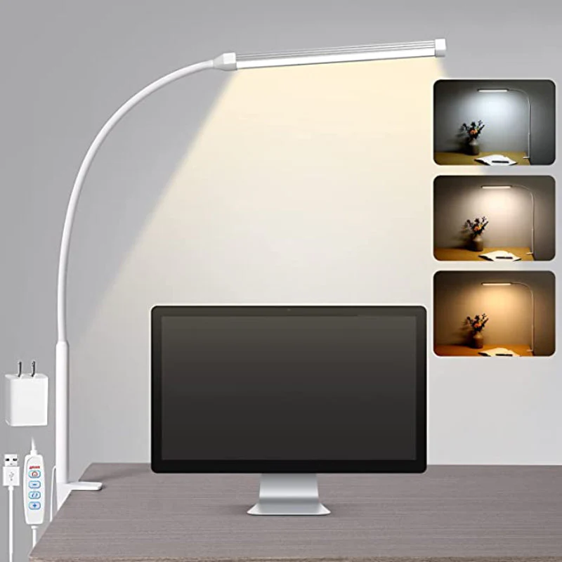 Desk Lamp | Matte Black Metal & Plastic | Flexible Swing Arm | Contemporary Workspace