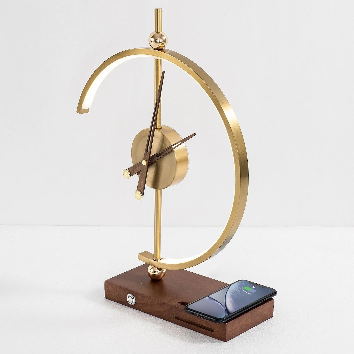 Modern Decorative Table Lamp with Clock & Wireless Charging Station