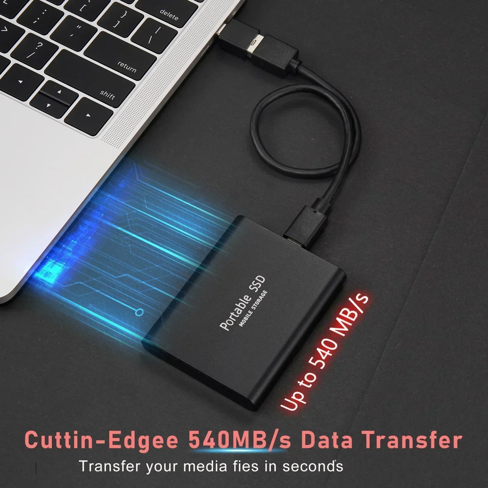 Portable SSD | Metallic Casing & Matte Plastic | High Capacity 128TB | On-the-Go Data Storage