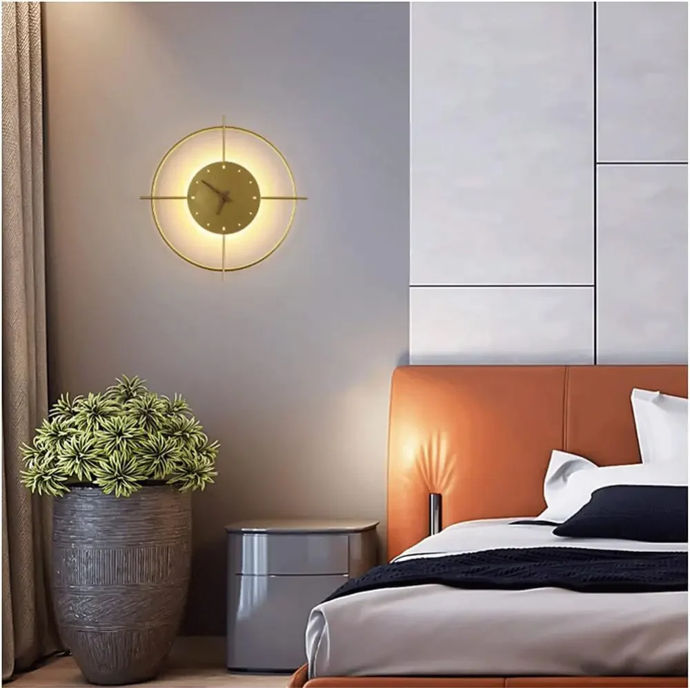 Modern Circular Wall Clock Light �?Minimalist Metal Frame with Artistic Design