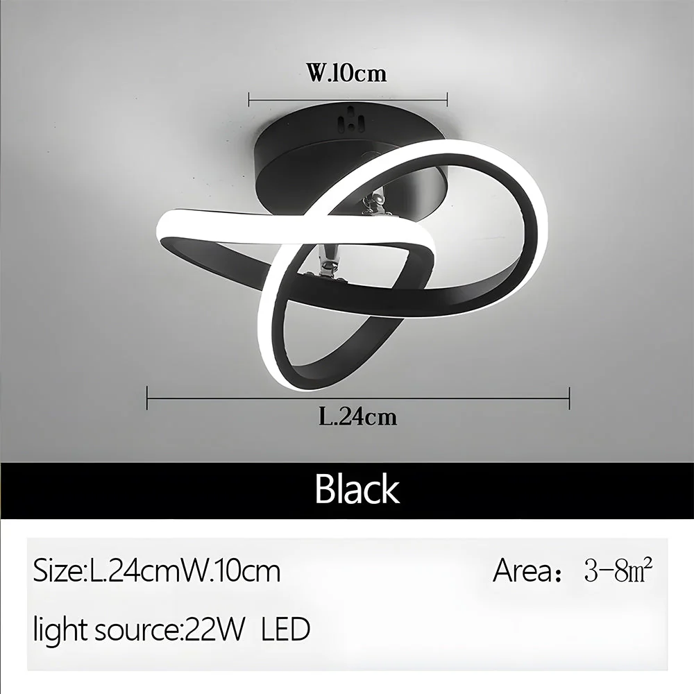 Modern LED Ceiling Light with Sculptural Loop Design �C Iron & Acrylic Flush Mount
